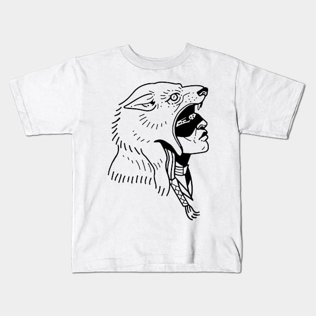 Wolf Man Wild Nature Hunter Kids T-Shirt by thedoomseed